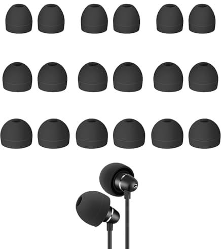 9 Pairs Silicone Replacement Earbud Tips,3 Sizes Black Silicone Earbud Tips,Silicone Earbud Noise Isolation Cover Silicone Earbuds Ear Tips for Premium Noise Isolation(S/M/L)