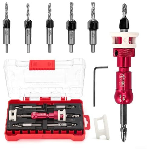 Countersink Drill Bit Set, 5Pcs Countersink Bit for Metal Counter Sink Drill Bits for Wood High Speed Steel Counter Sinker Drill Bits for Woodworking, Wood Drilling
