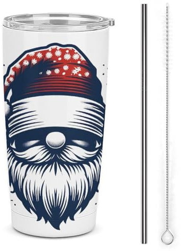 Père Noël Claus, Head Picture Mug Thermos Isotherme - Pour Café Et Thé Avec Couvercle Étanche - Conserve La Température Des Boissons, Idéal Pour Voyage 20oz