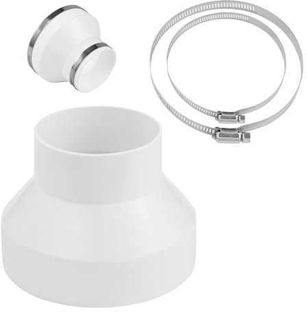 BUCOMTU Adattatore per tubo tondo 150-100 mm con 2 fascette stringitubo in acciaio inox, riduttore in ABS, per condotti di ventilazione