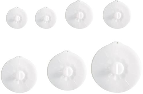 CLOVE 7 Silicone Lids Food Covers Large 30cm Small 10cm for Cups Bowl Cover BPA-Free Flexible Microwave-Safe, Auto Suction Reusable Silicone Food Covers for Mugs Hot Drink Tins Cans Yoghurt Pots