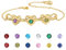 Personalised Birthstone Bracelets with 2-8 Names Silver Bracelet Jewellery Heart Friendship Bracelet Christmas Birthday Gifts for Women Girls Mum Sisters Girlfriend (Gold-3 Birthstones 3 Names)