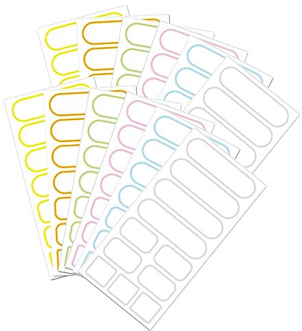 JEWEDECO 24hojas Etiquetas Adhesivas Impermeables y Clasificadoras De Colores Para Botellas y Botes Plásticos Resistentes Para Hogar y Oficina