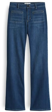 OPUS PANTS Damen Flared | Melly Fresh Flared Jeans Mid Rise mit Power Strech mid Wave Blue, 44 L32