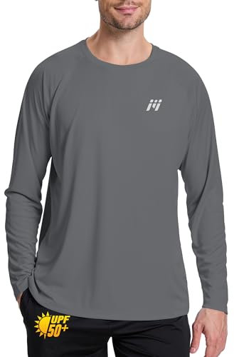 MEETWEE Men's UPF 50+ Swim Rash Guard Vest, Long Sleeve UV Sun Protection Shirts Swimming Tops, Quick Drying Lightweight Swim Shirt Watersport Outdoor
