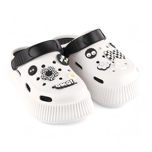 CHILLIFE Zuecos de Plataforma de Mujer con Charms Removibles, Chanclas de Playa, Piscina y Jardín, Verano – Fabricado en Portugal (Blanco, Sistema Tallas Calzado EU, Adulto, Números, Mediano, 38)