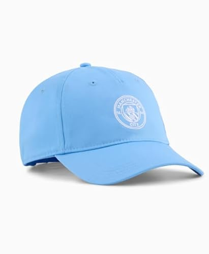 PUMA Manchester City Essentials Kappe - Einheitsgröße | Offiziell lizenziert; klassische Baseballkappe für Erwachsene; verstellbarer Metallverschluss; gebogener Schirm
