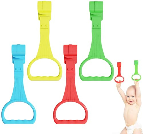 Maniglie per Maniglie Box Bambini, 4 Pezzi Anelli Box Bambini, Anelli Box Bambini,Anelli Lettino per Aiutare i Bambini a Imparare a Stare in Piedi, Appesi Sopra il Lettino da Campeggio per Bambini