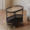 WJKBZQ Tavolino Mobile in Vetro, Comodino Moderno a 2 Livelli con Cesto Portaoggetti e Struttura in Metallo, Tavolino da Divano su Ruote Bloccabili(Schwarz,60cm)