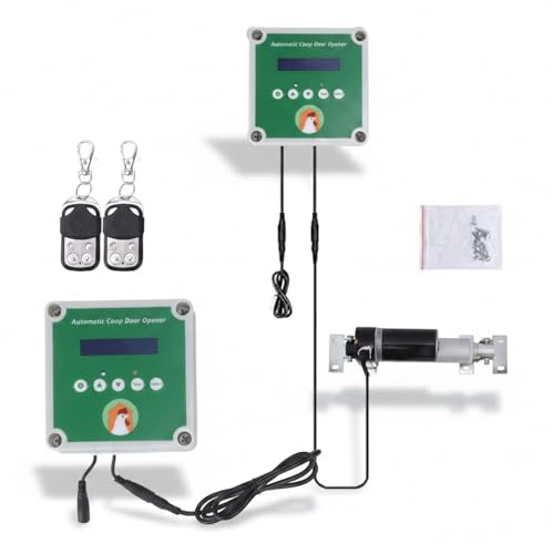 SustVita Kit d'ouverture automatique de poulailler, moteur électrique de porte de poulailler avec actionneurs linéaires, capteur de lumière et télécommande
