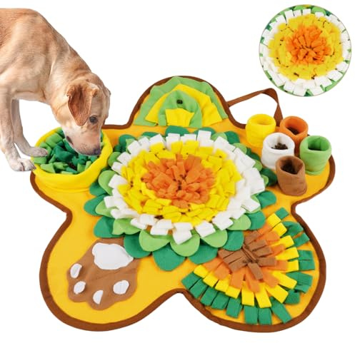 OSDUE Schnüffelteppich Hund, Futterschnüffel-Futtermatte, Hunde-Schnüffelmatte, Welpen-Trainingsmatte, Schnüffelspielzeug Interaktive Hundespielzeug, Hunde Spielteppich für Alle Hunderassen, 55 x 55CM