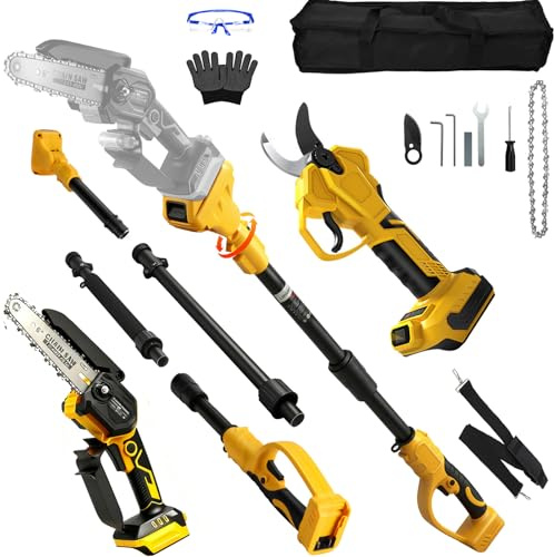 Tijeras de podar telescópica mini motosierra compatible con Dewalt 20V 18V | sin baterías 4 en 1 sierra de 6 pulgadas, sierra de árbol 45 mm sierra eléctrica Tijeras de jardín tijeras de árbol