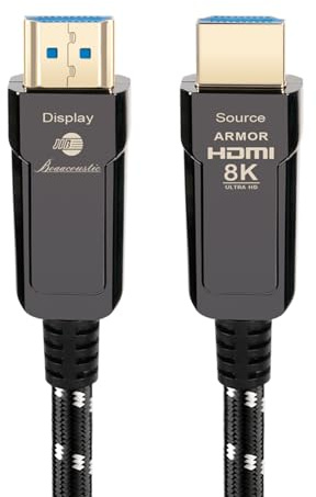 BOAACOUSTIC JIB High end 8K HDMI kabel 2.1 Glasfaser, 48Gbps hohe Geschwindigkeit, 8K 60Hz 4K 120Hz HDMI zu HDMI, Dynamic HDR, 3D, Langlebig, Kompatibel mit PS5, Laptop, TV, Blue ray, 8m