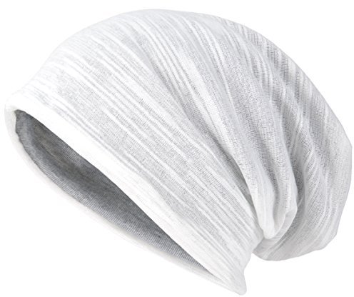 VECRY Herren Slouch Hollow Mütze Thin Sommer Cap Strickmützen Beanie Skullcap (Weiß)