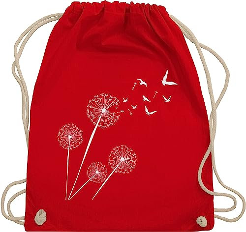 Shirtracer Turnbeutel Rucksack - Sprüche Statement - Pusteblume Löwenzahn - Unisize - Rot - sportbeutel baumwolle stoffbeutel mit kordelzug baumwoll säcke kinderturnbeutel kinderbeutel beutel kinder