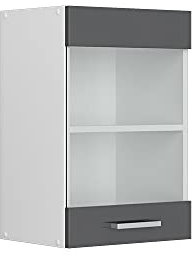 Vicco Meuble de Cuisine Haut vitré R-Line, Anthracite Haute Brillance/Blanc, 40 cm