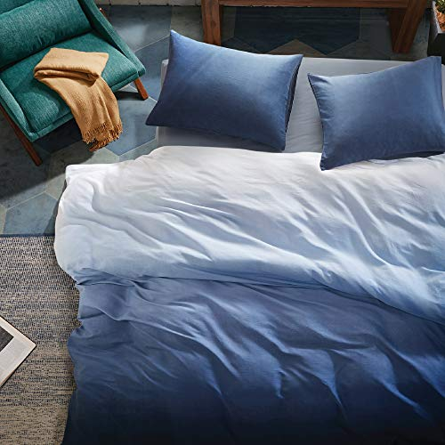 Inspire by Intelligent Design Wende-Bettwäsche-Set aus 100% Baumwollsatin, atmungsaktiv, modernes Ganzjahres-Bettwäsche-Set mit Kissenbezug (ohne Füllkissen), Nebel, Ombré-Indigo-King-Size-Bett