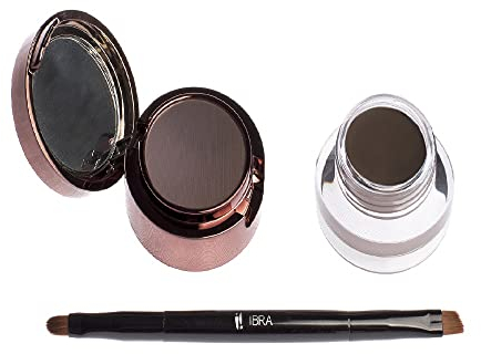 Eyebrow Pomade & Powder - Wasserdicht Make Up - Cream Puder - Long Lasting 24h Augenbrauenpomade (Brown)