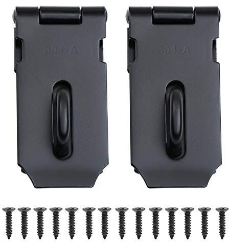 WiMas - Cerrojo de candado de alta resistencia de 3 pulgadas, grapa de cerrojo de seguridad, cierre de candado de acero inoxidable, perno de puerta, 2 unidades (negro)