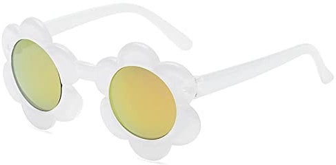 WQZYY&ASDCD Sonnenbrille Herren Damen Cartoon Schöne Bunte Blumen Hochwertige Brille Strahlenschutz-Weiß_Orange_Cn