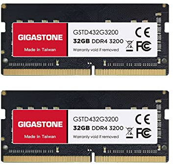 【DDR4 RAM Mise à Niveau pour Portable】 GIGASTONE 64Go Kit(2x32Go) DDR4 3200MHz(2933MHz Or 2666MHz) PC4-25600(PC4-23400, 21300) CL22 1.2V SODIMM 260pin UnbuffeRouge Non ECC Mémoire Haute Performance