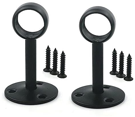 The diameter of 32 mm shower curtain closet rod frame pipe flange, socket, ceiling mounting bracket pipe support, 2 pieces of stainless steel black surface treatment¡