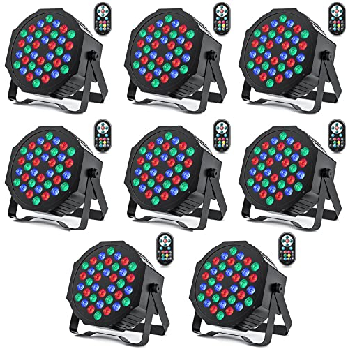 HOLDLAMP 8 Stücke 36 LED Par Scheinwerfer Bühnenlicht, RGB LED Par Strahler Party Lichter mit Fernbedienung DMX512 Discolicht für Bar DJ Show Disco Geburtstag Halloween Weihnachten
