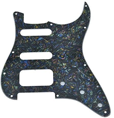 KAISH 11 Löcher Modern Strat HSS Pickguard 3 Schrauben Runde Ecke Humbucking Tonabnehmer Montage passend für American Fender Strat Abalone Pearl