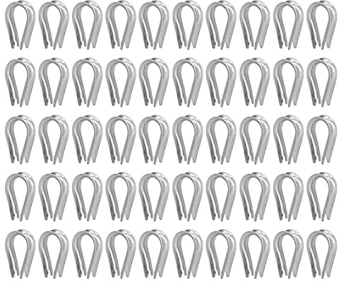 50 Pièces Câble Métallique Cosse Câble Métallique Clips Outils de Gréement de Câble en Acier Inoxydable pour la Construction Navale(M4 (4 mm))