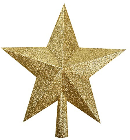 Gold Glitter Star Tree Topper Christmas Tree Topper for Christmas Home Decoration (Gold)