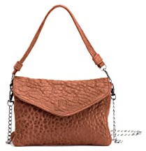 Biba Tasche für Damen aus echtem Leder, Umhängetasche Leather Logan LOG1L, Kurzer und langer Griff, Reißverschluss, Echtes Schaffell, Lederfarbe