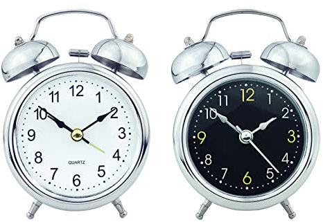 CEIEVER Wecker, Vintage-Glockenwecker, Leise mit Doppeltem Gong und Nachtlicht, Geeignet für Studenten zum Aufwachen Bei Der Arbeit (Silber)