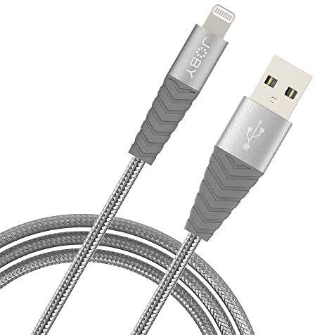 JOBY Lightning Lade- und Synchronisationskabel, 1.2m Länge, Space Gray, Kompatibel mit iPhone, iPad und iPod, MFi-Zertifiziert, USB-A zu Lightning Kabel