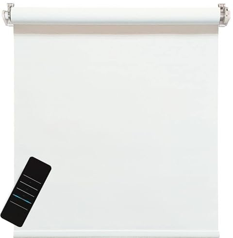 Elektrisches Rollo, weiß, 100% Blickdicht, inkl. Akku-Motor & Sender, 80x160 cm (1 ST)