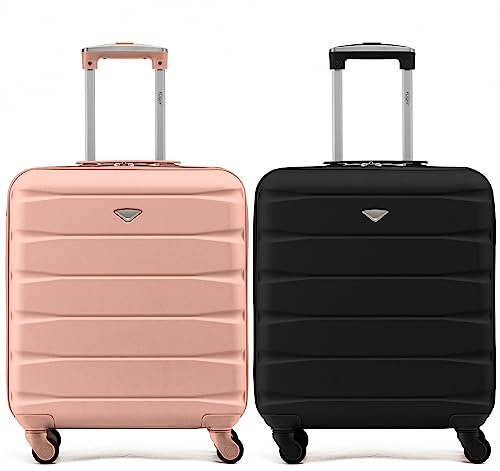 Flight Knight Set of 2 Lightweight 4 Wheel ABS Hard Case Suitcases Cabin Carry On Hand Luggage Approved for Airlines Including British Airways & Maximum Size for easyJet Large Cabin Bag 56x45x25cm