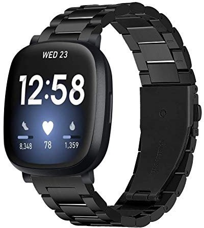 WIGERLON Cinturino di ricambio compatibile con Versa 4/Fitbit Sense per uomini e donne, in acciaio inox, cinturino di ricambio per Fitbit Vera 4/Fitbit Sense, Agata