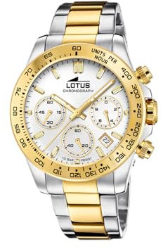 Lotus Herren Armbanduhr aus Edelstahl in der Farbe Silber-Gold 43mm, Wasserdichtigkeit: 10Bar, 18913/1