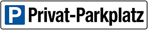 AGDeko® Blechschild 46x10cm Privat Parkplatz Schild blau weiß Grundstück Hof Garten KFZ Kennzeichen Format