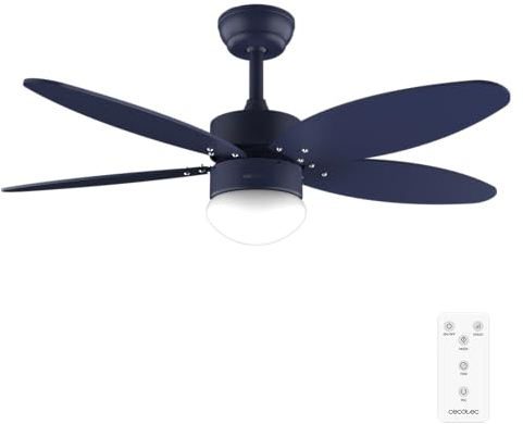 Cecotec Ventilador de Techo con Luz EnergySilence Aero 4260 Full Purple de 40 W con motor DC y 42” con luz LED, Mando a distancia, Temporizador, 6 Velocidades y 5 Aspas Reversibles