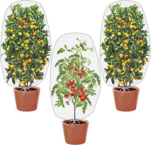 3 Stück Pflanzenschutznetz,Insektenschutznetz,Pflanzenschutznetzmit Kordelzug,Gemüsenetz, Vogelschutznetz,Schutznetz Pflanzen,Blumen Schutznetz,Gartennetz Insektennetz 1x0.8M