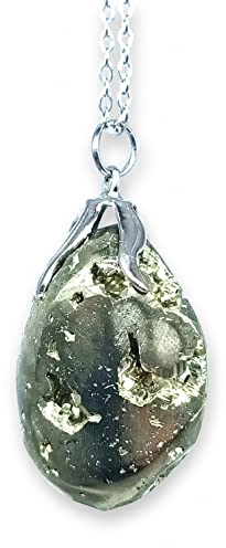 TENET -Anhänger mit echtem Mineralstein und Edelstahlkette, Edelstahl, Kein Edelstein