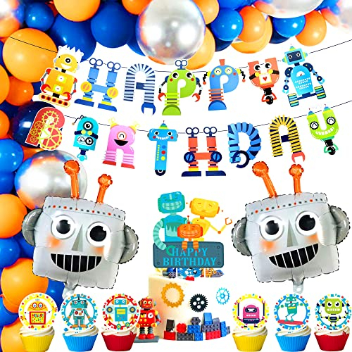 JeVenis Cartoon Roboter Geburtstag Dekoration Wissenschaftler Ingenieur Geburtstagsgeschenk Roboter Party Ballons für Geburtstag