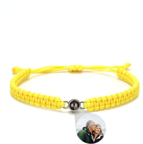 jifu Personalisiertes Projektions Armband mit Foto,Personalisierter Armband für Damen Herren, Maßgeschneidertes Armband mit Bild im Stein，Projektion Armband Foto (Yellow SR,One Size)