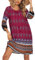 Zeagoo Women's Dress Summer Linen Dresses Casual V Neck Midi Dress Short Sleeve A-line Dress Sundress Tunic Dress Red XL