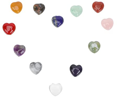 GOOHOCHY 12st Liebe Erzprobe Herz Kristall Heilkristall Rhodonit Herz Liebe Marmorornamente Herzförmige Kristalle, Masse Liebe Kristall Blumenvasen Dekorativ Kieselstein Haushalt