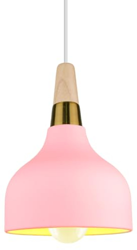 PETITES ECREVISSES Lampadario a Sospensione Moderno Lampadario da Soffitto Industriale Retro Lampade a sospensione Metallo e Legno Lampadario E27 per Cucina Sala da Pranzo Cucina Caffè (Rosa)