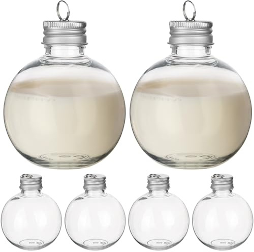 Amosfun Christmas Booze Balls 150ml 10pcs Clear Fillable Booze Balls Drink Ball Ornaments Transparent Milk Bottles Juice Bottles Candy Jar Xmas Tree Pendant