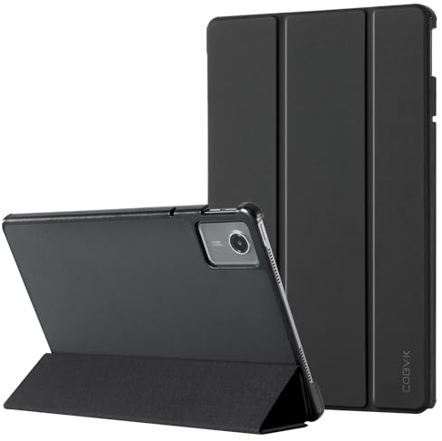 CoBak Hülle für Lenovo Tab M11 11 Zoll 2024, Neues PU Leder Case Dreifach Falt Klapp Schutzhülle mit Auto Schlaf/Wach Funktion - Schwarz