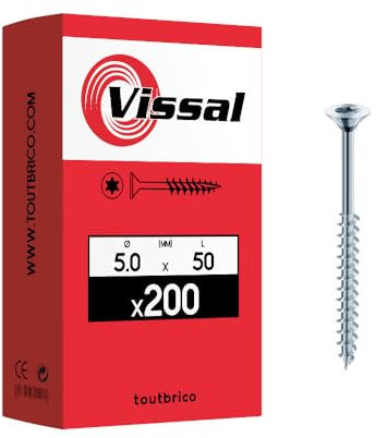 200 vis agglo 5x50mm fraisée Tx inox A4 - Vissal