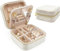 FonVan Kleines Reise Schmuckkästchen mit Spiegel, Schmuckbox Klein, Samt Kleine Schmuckkästchen für Damen Mädchen, Mini Schmuck Organizer Aufbewahrung für Ringe Ohrringe (Weiß/Spiegel)